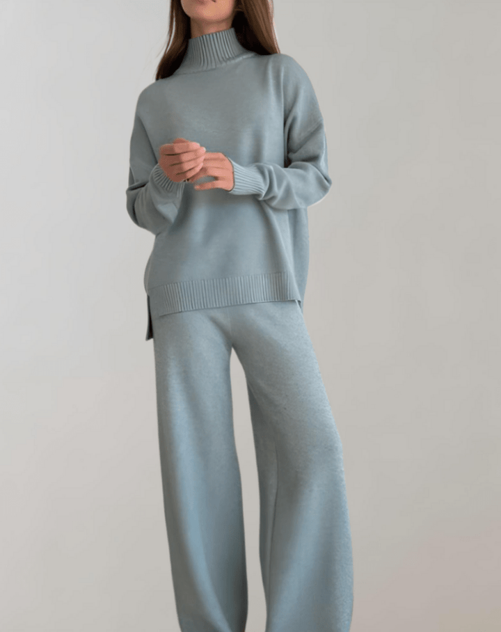 Levoire | Ensemble 2 Pièces Femme Pull Col Châle Pantalon Gris