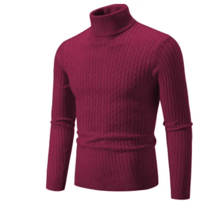 Levoire | Pull pour hommes Pull col roulé élégant Design classique Confortable Bordeaux Rouge
