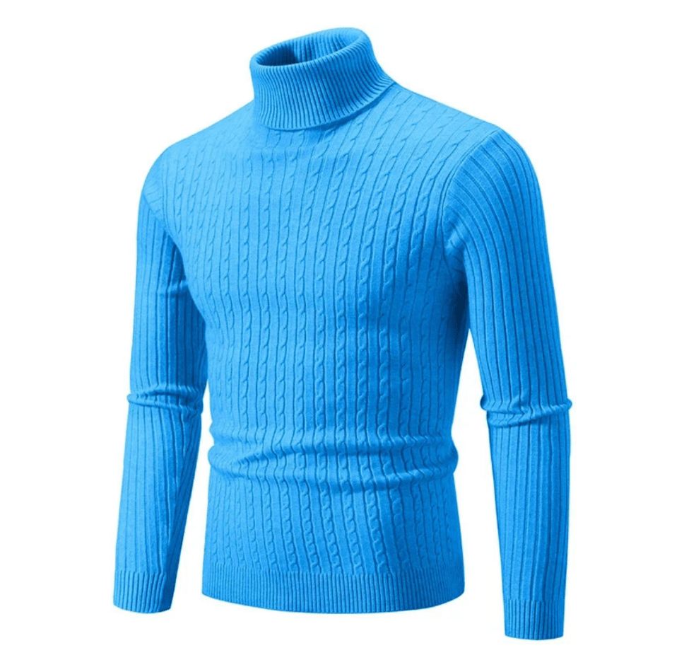Levoire | Pull pour hommes Pull col roulé élégant Design classique Confortable Bleu clair