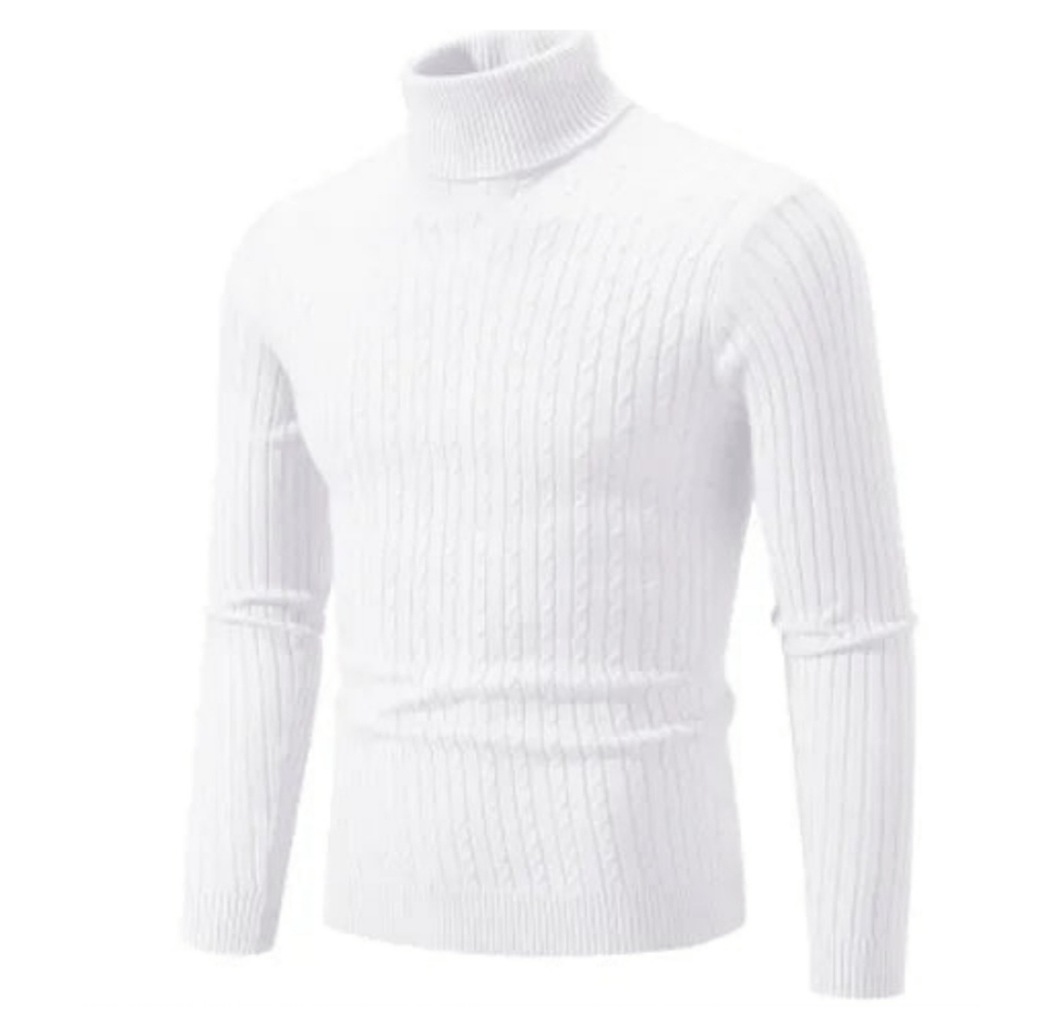 Levoire | Pull pour hommes Pull col roulé élégant Design classique Confortable Blanc