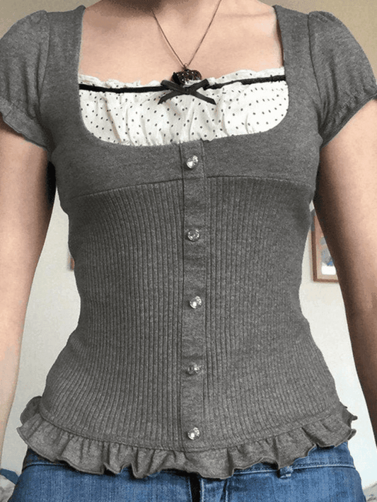 Levoire | Haut À Volants Avec Boutons