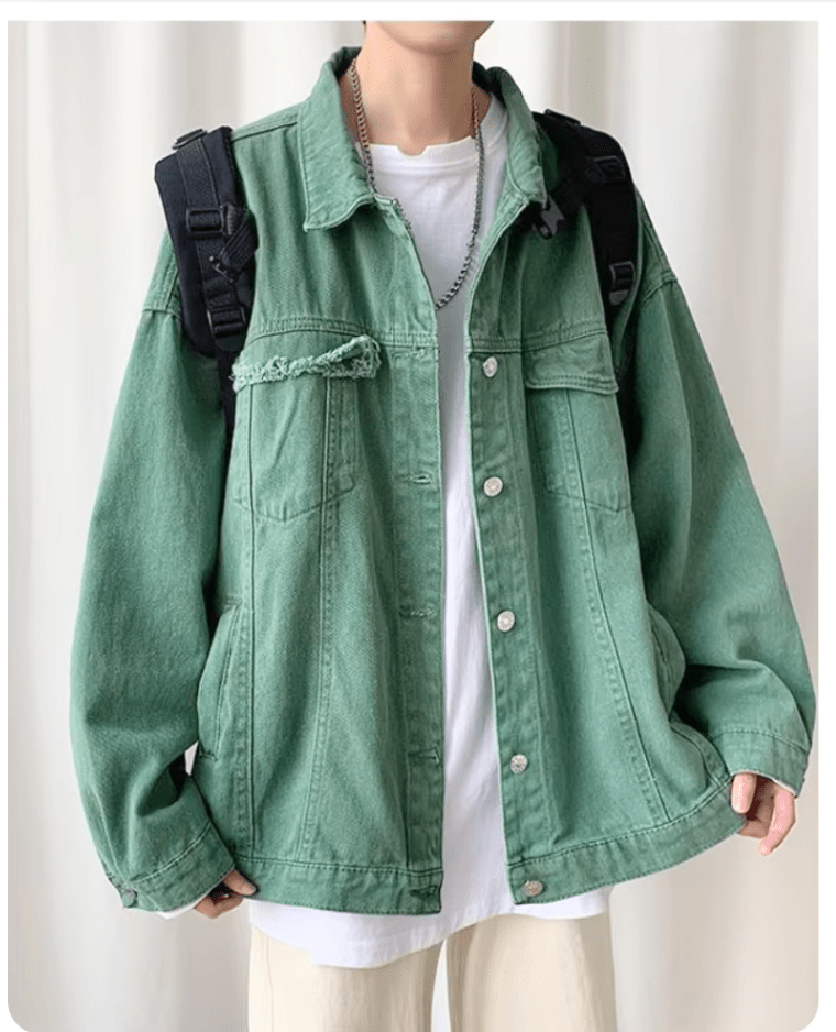 Levoire | Veste Homme Denim Style Intemporel Et Confort Nouveau Style Décontracté Vert
