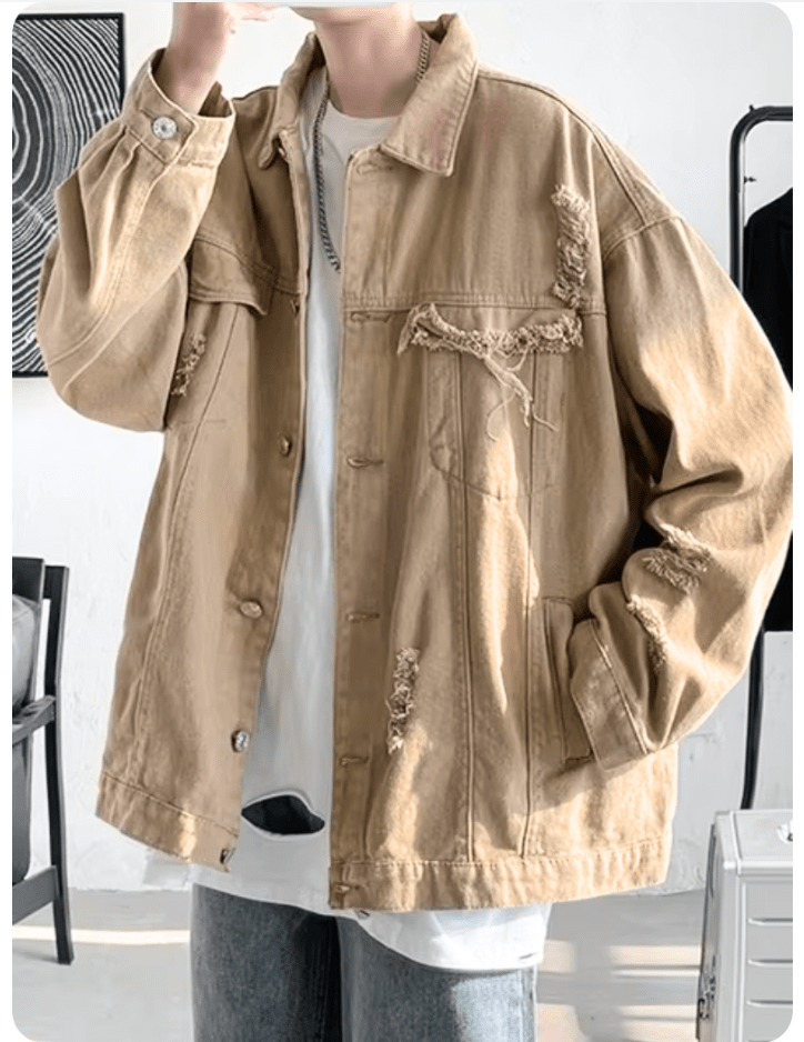 Levoire | Veste Homme Denim Style Intemporel Et Confort Nouveau Style Décontracté Khaki