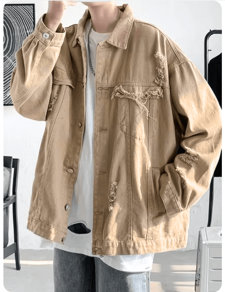 Levoire | Veste Homme Denim Style Intemporel Et Confort Nouveau Style Décontracté Khaki
