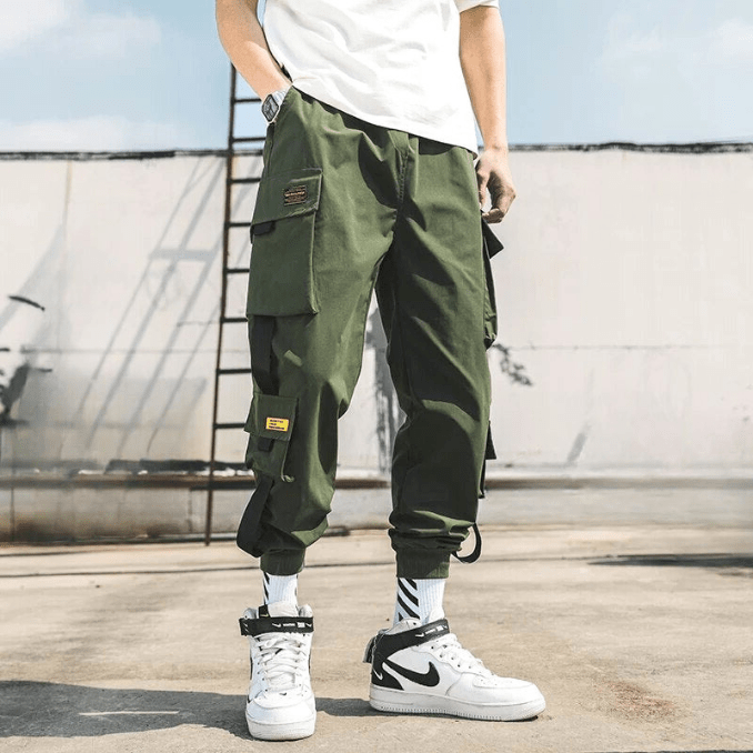 Levoire | Pantalon cargo pour hommes ample avec un look tendance vert olive