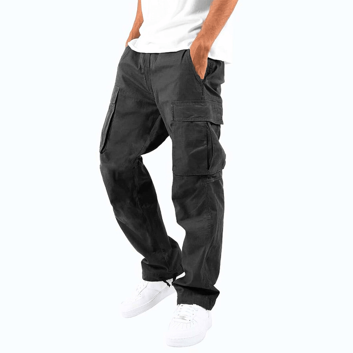 Levoire | Pantalon cargo homme design multi poches confort ajusté & tendance Noir