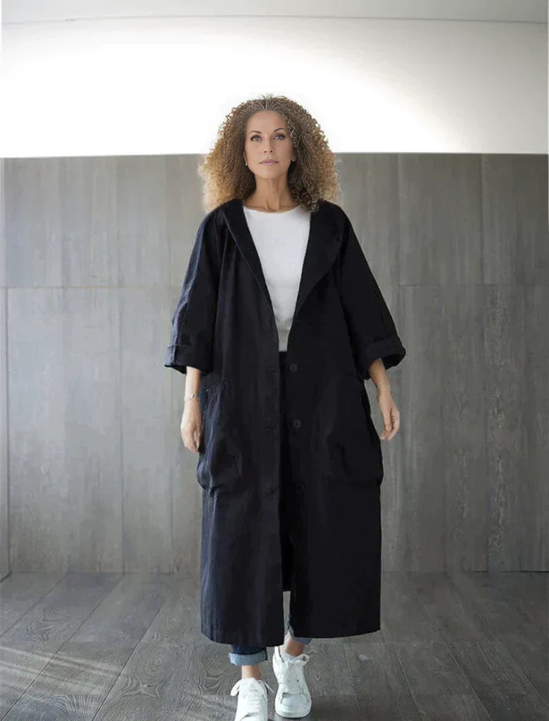 Levoire | Trench-Coat Décontracté Grande Taille Pour Femmes Noir Une taille pour tous !