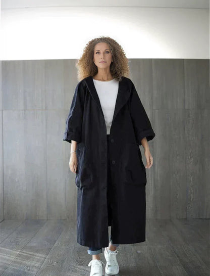 Levoire | Trench-Coat Décontracté Grande Taille Pour Femmes Noir Une taille pour tous !