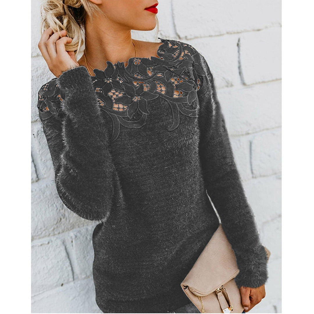 Levoire | Pull Avec Bord En Dentelle Pour Femmes Gris