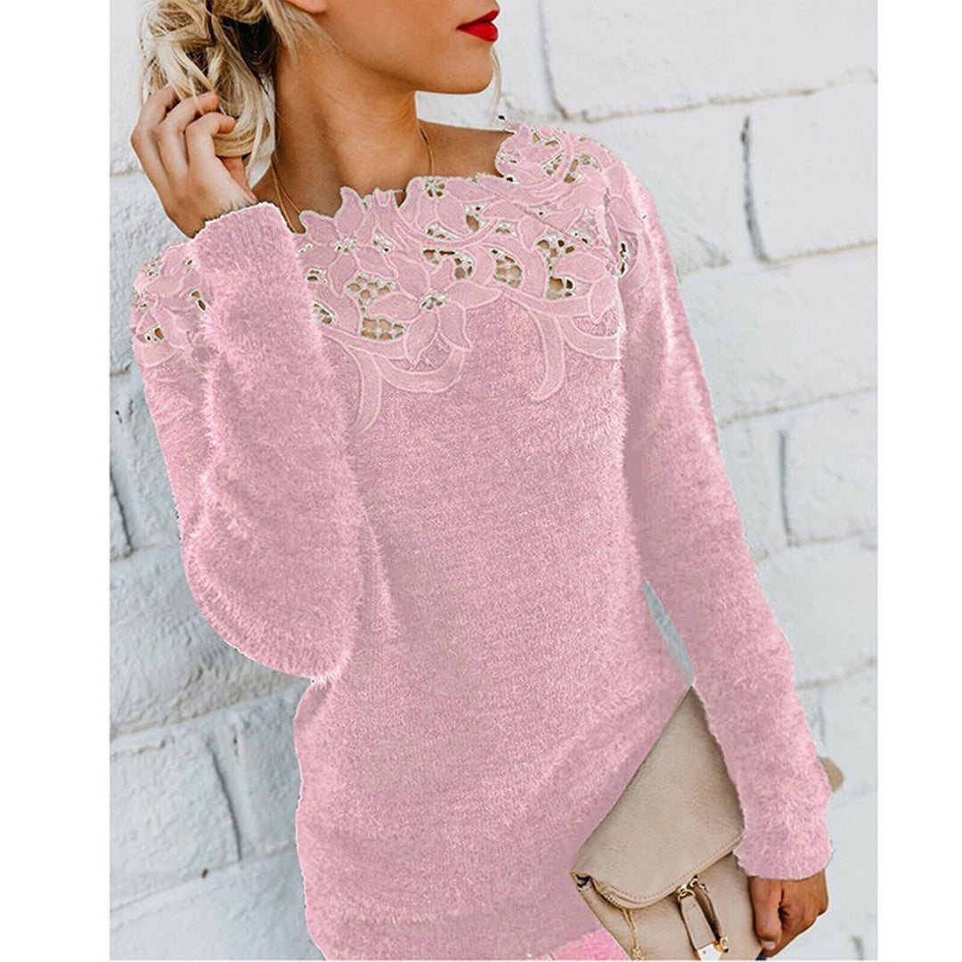Levoire | Pull Avec Bord En Dentelle Pour Femmes Rosa