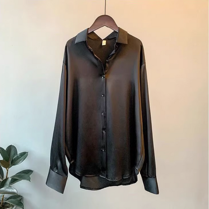 Levoire | Chemisier satiné pour femmes Noir