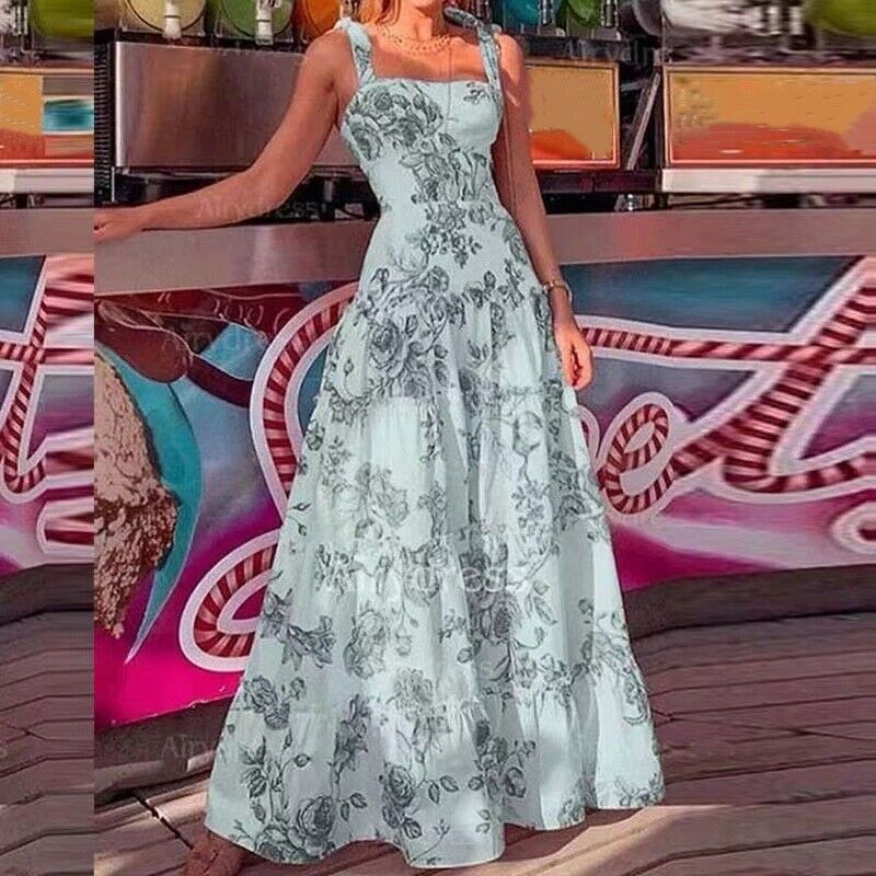 Levoire | Robe À Motifs Floraux Maxi Longueur Vert