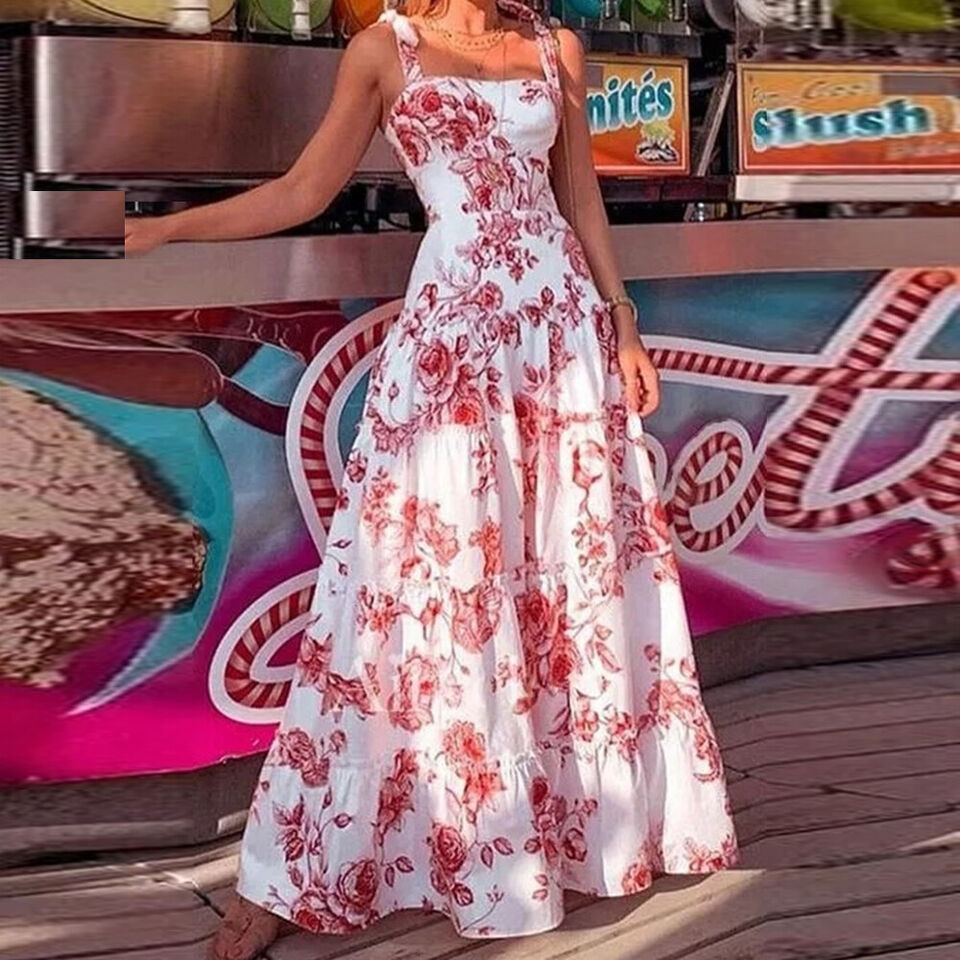 Levoire | Robe À Motifs Floraux Maxi Longueur Rosa
