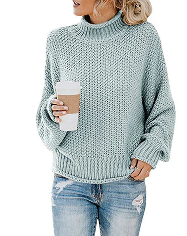 Levoire | Pull Épais Avec Col Montant Bleu