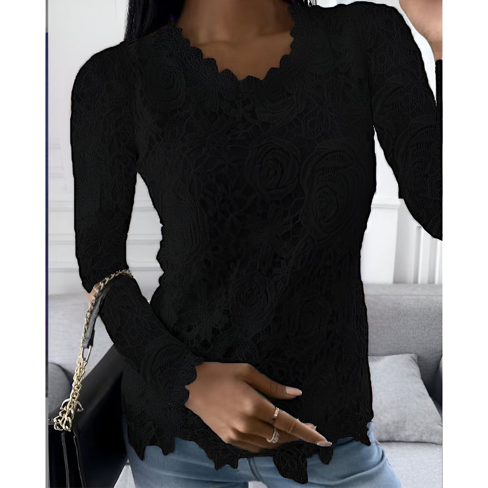 Levoire | Chemise En Dentelle Élégante À Manches Longues Noir