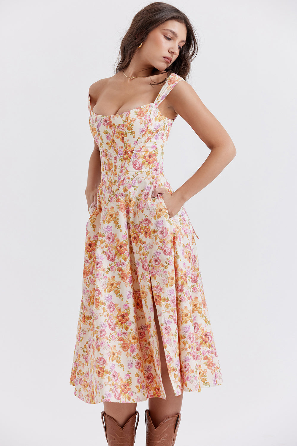 Levoire | Robe Midi À Fleurs Pour Femmes