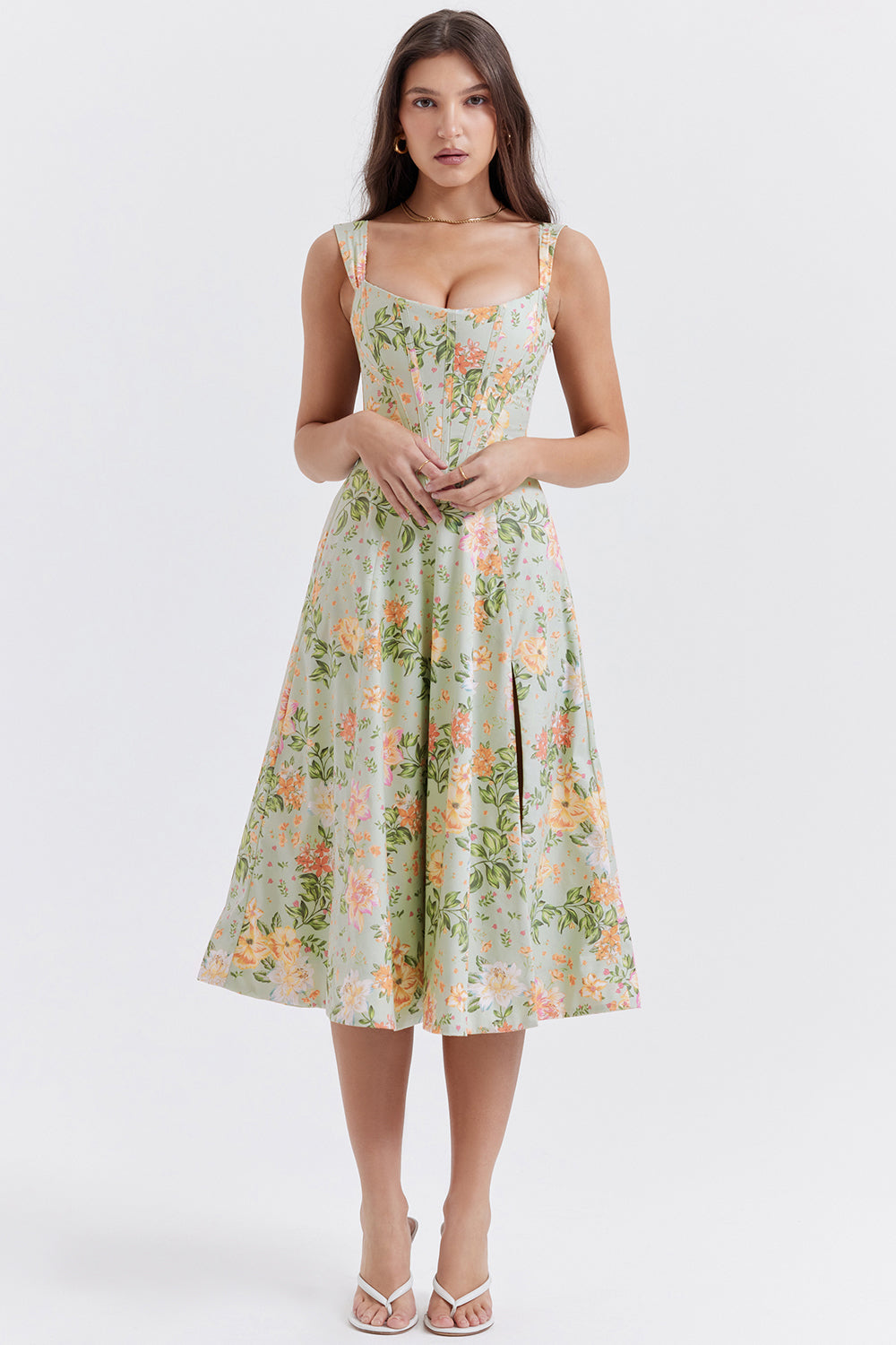 Levoire | Robe Midi À Fleurs Pour Femmes Légumes