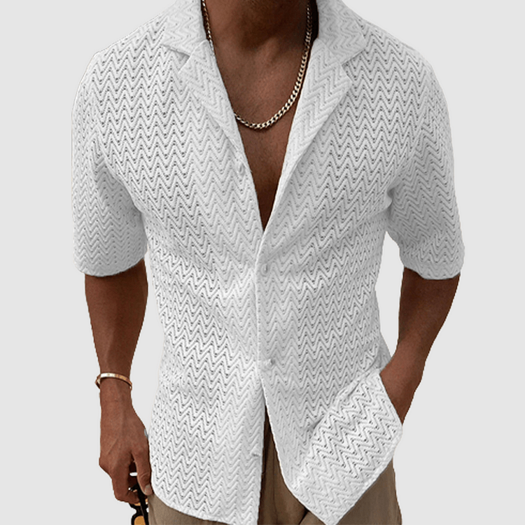 Levoire | Chemise d'été pour hommes unie Chemise tricotée élégante et polyvalente Blanc