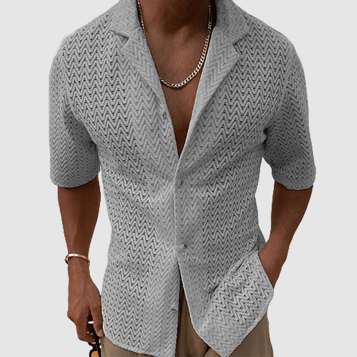 Levoire | Chemise d'été pour hommes unie Chemise tricotée élégante et polyvalente Gris
