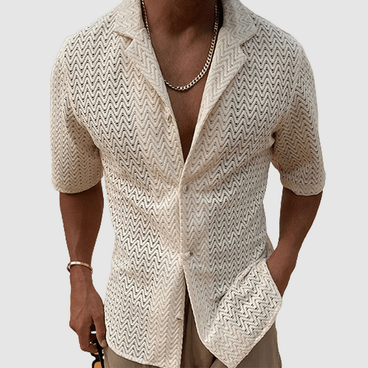 Levoire | Chemise d'été pour hommes unie Chemise tricotée élégante et polyvalente Khaki