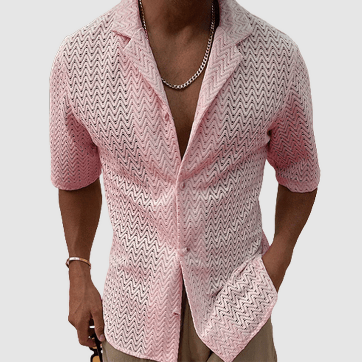 Levoire | Chemise d'été pour hommes unie Chemise tricotée élégante et polyvalente Rosa