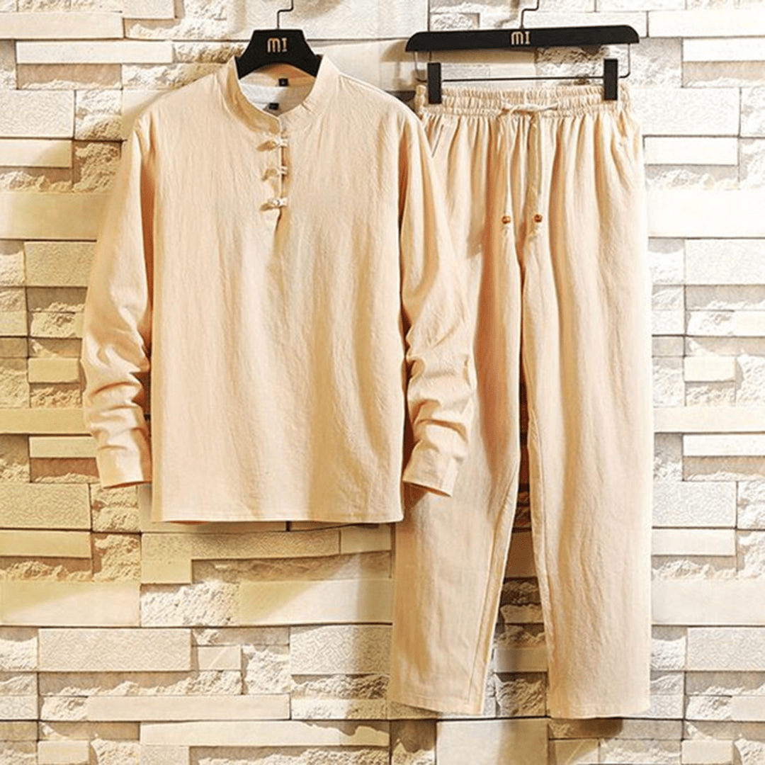 Levoire | Élégant et Confortable Ensemble Homme Ceinture Élastique Décontracté pour le Printemps/Été Khaki