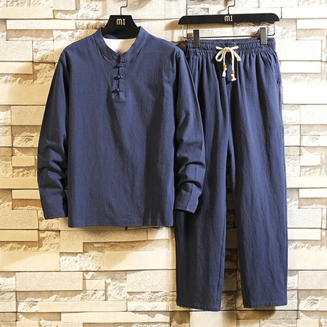 Levoire | Élégant et Confortable Ensemble Homme Ceinture Élastique Décontracté pour le Printemps/Été Bleu marine