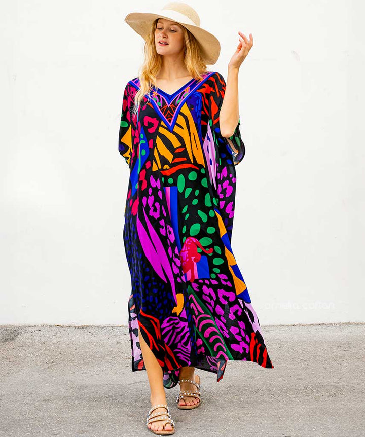 Levoire | Exquisiter Femme Kaftan Aéré, Élégant & Idéal Pour Des Occasions Spéciales Lilas Taille unique