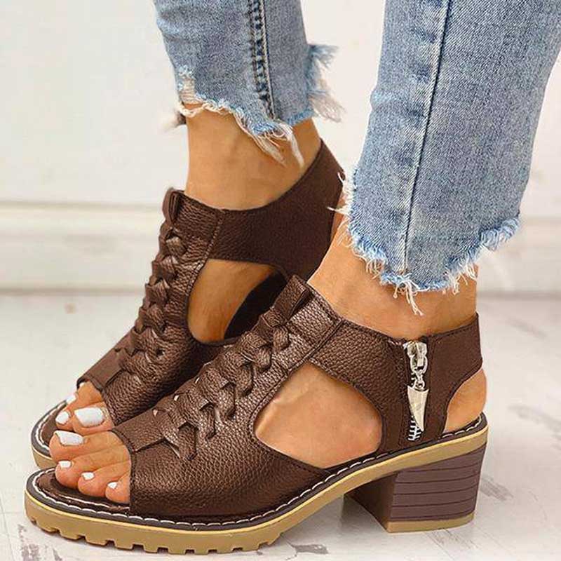 Levoire | Sandales confortables avec fermeture éclair Siena Marron