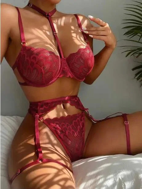 Levoire | Ensemble De Lingerie Français 3 Pièces Bordeaux