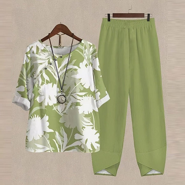 Levoire | Chemise à manches courtes à motifs et pantalons Vert
