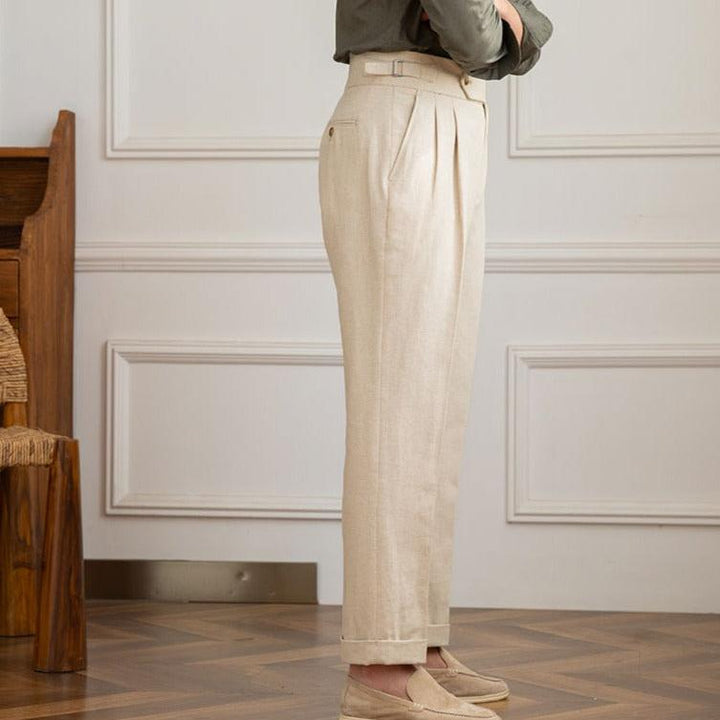 Levoire | Pantalon En Lin Couleur Naturelle Pour Des Looks Décontractés