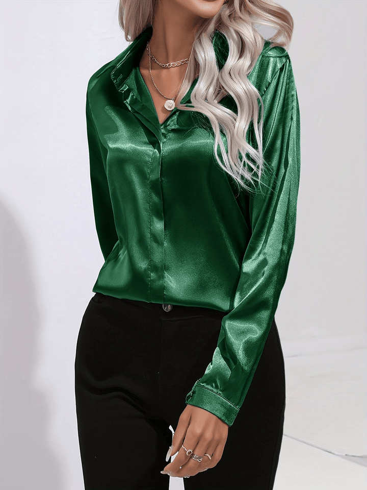 Levoire | Élégante blouse en satin pour femmes Vert foncé