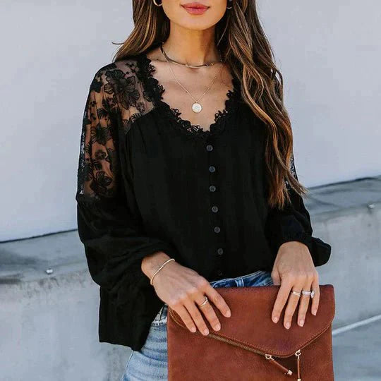 Levoire | Blouse En Dentelle À Fleurs NOIR