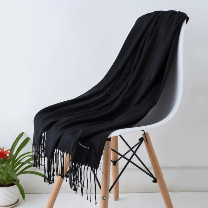 Levoire | Écharpe Femme Chaude Texture Douce Et Éclat Élégant Noir