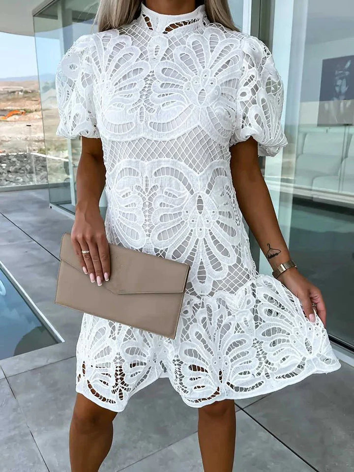 Levoire | Élégante Robe D'Été Boho Courte Blanc