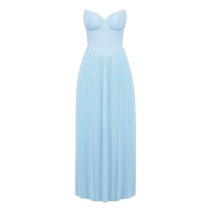 Levoire | Robe Maxi Plissée À Épaule Dénudée Avec Corset