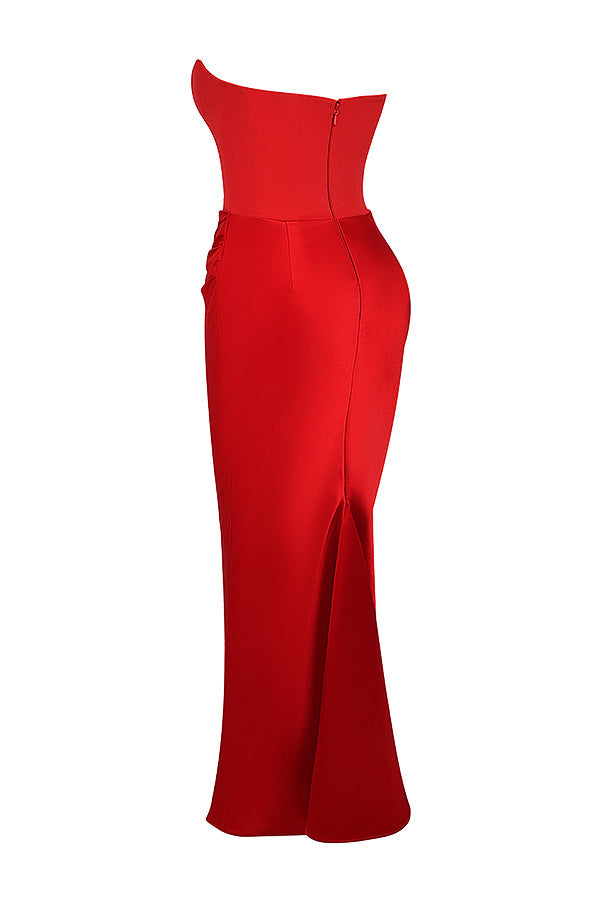 Levoire | Robe Maxi Corset Sans Épaules En Satin Pour Femmes