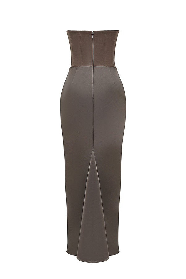 Levoire | Robe Maxi Corset Sans Épaules En Satin Pour Femmes