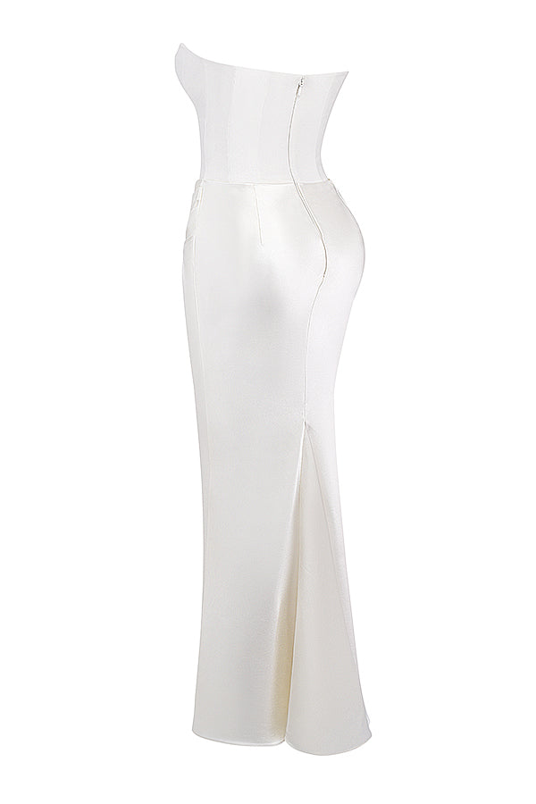 Levoire | Robe Maxi Corset Sans Épaules En Satin Pour Femmes