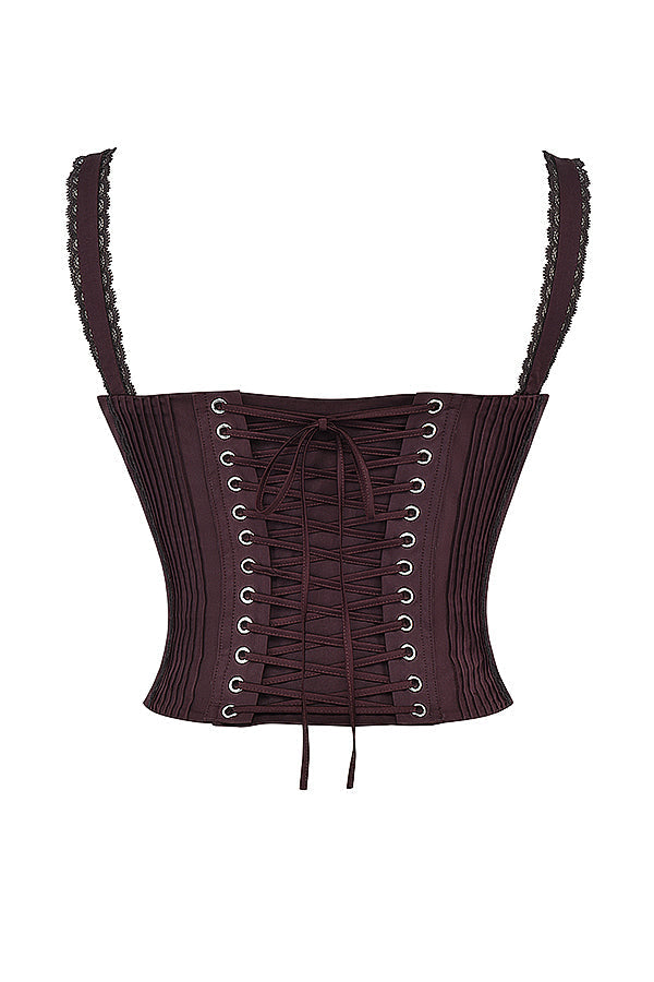 Levoire | Top En Corset En Dentelle Brune