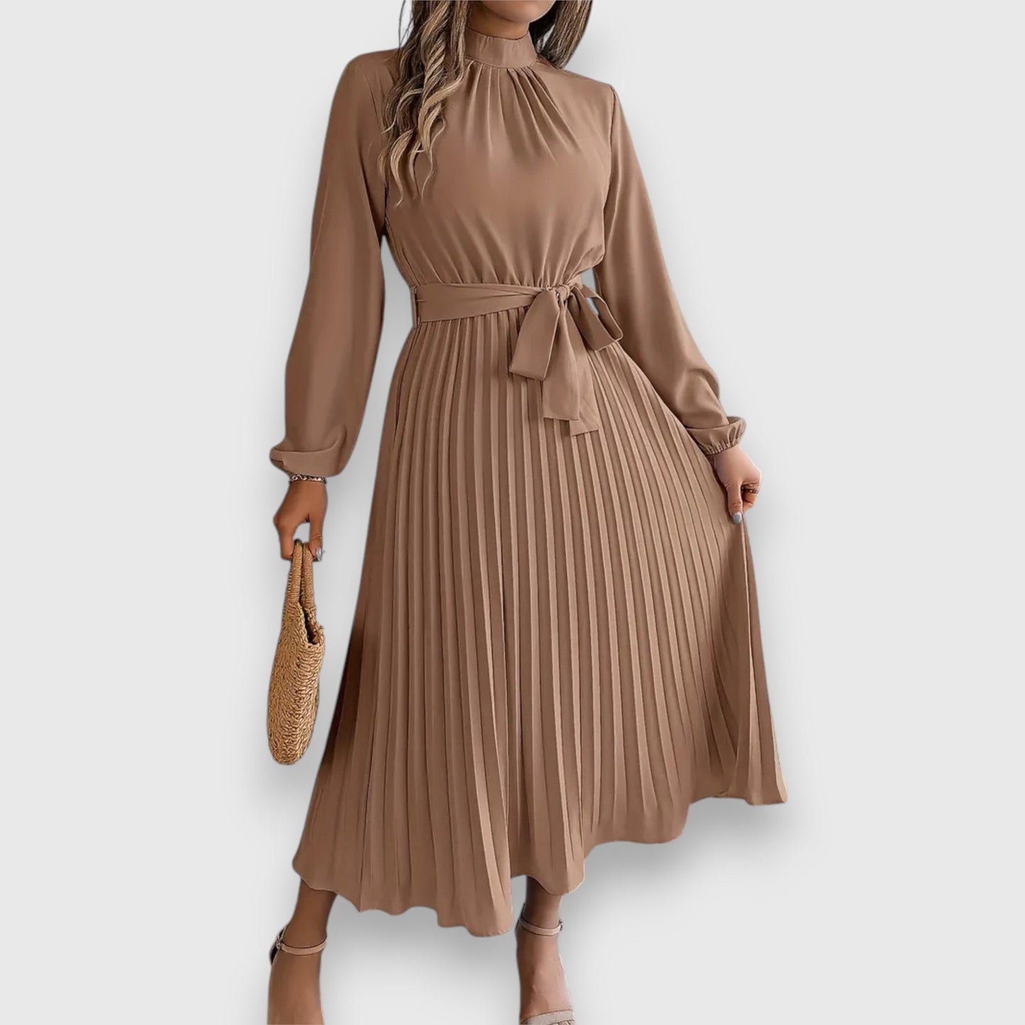 Levoire | Robe Midi À Taille Cintrée Et Évasée Beige
