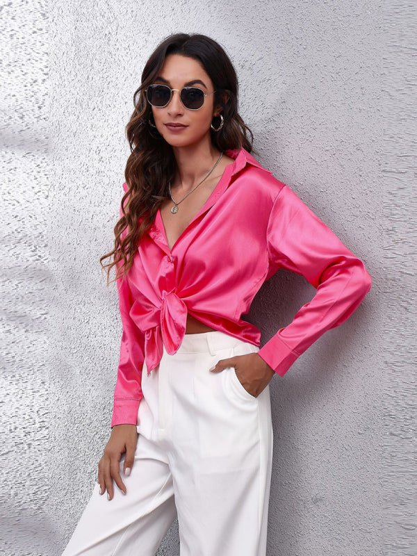 Levoire | Seding Chemisier Dame Satin Soie semblable chemise à manches longues