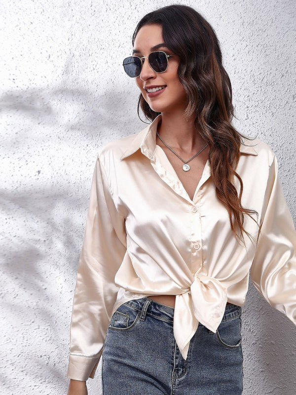 Levoire | Seding Chemisier Dame Satin Soie semblable chemise à manches longues