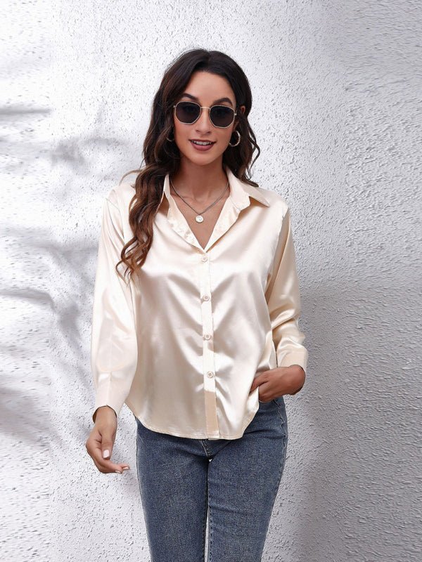 Levoire | Seding Chemisier Dame Satin Soie semblable chemise à manches longues