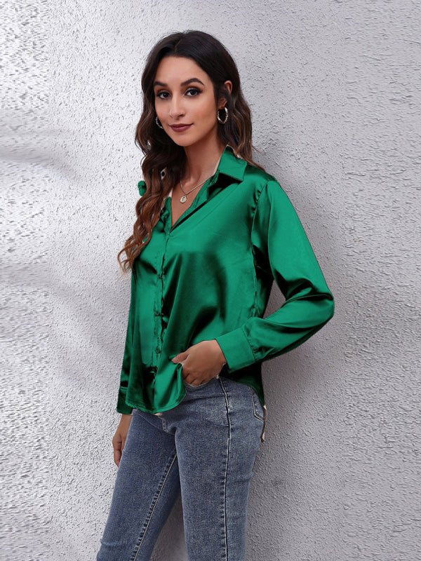 Levoire | Seding Chemisier Dame Satin Soie semblable chemise à manches longues