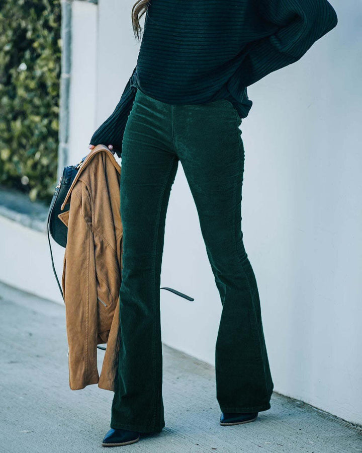 Levoire | Pantalon Évasé À La Mode Avec Stretch Vert foncé