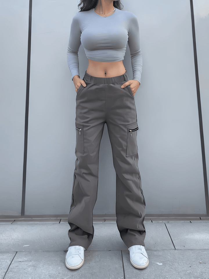 Levoire | Pantalon cargo femme à jambe droite Gris