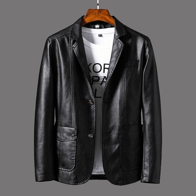 Levoire | Veste Cuir Basique Homme Noir