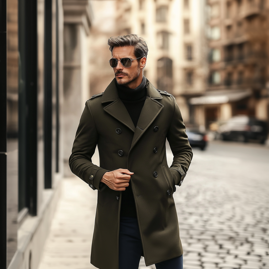Levoire | Manteau Long Classique Vert olive